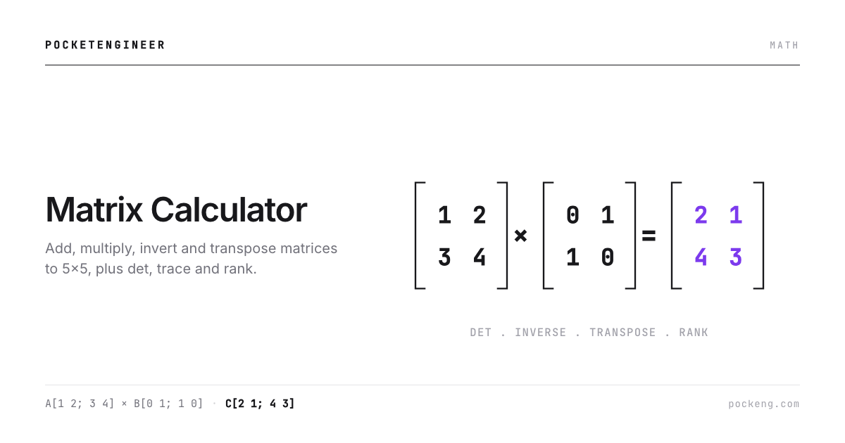 Two by two matrix multiplication A times B giving C